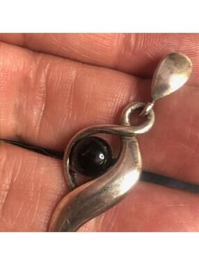 9972 Boma Vintage Sterling Silver 925 Black Onyx Modernist Pendant
